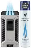Produktbild Colibri Ascari anthrazit schwarz metallic Zigarren Feuerzeug mit 3-fach-Jet-Flamme