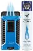 Produktbild Colibri Ascari blau schwarz metallic Zigarren Feuerzeug mit 3-fach-Jet-Flamme