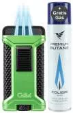 Produktbild Colibri Ascari grün schwarz metallic Zigarren Feuerzeug mit 3-fach-Jet-Flamme