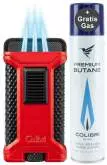 Produktbild Colibri Ascari rot schwarz metallic Zigarren Feuerzeug mit 3-fach-Jet-Flamme