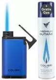 Produktbild Colibri Belmont II blau metallic schwarz Feuerzeug 1-fach Jet Flamme
