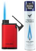 Produktbild Colibri Belmont II rot metallic schwarz Feuerzeug 1-fach Jet Flamme
