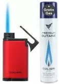 Produktbild Colibri Belmont II rot metallic schwarz Feuerzeug 1-fach Jet Flamme
