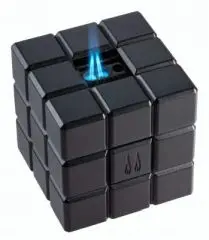 Produktbild Colibri Heritage Cube schwarz Tischfeuerzeug mit Softflamme und Doppel-Jetflamme