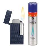 Produktbild Colibri Feuerzeug Julius II marine blau - chrom mit doppelter Schrägflamme