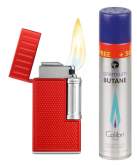 Produktbild Colibri Feuerzeug Julius II rot - chrom mit doppelter Schrägflamme