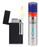 Produktbild Colibri Feuerzeug Julius II schwarz - chrom mit doppelter Schrägflamme