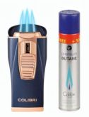 Produktbild Colibri Monaco II Marine-Blau matt Rosegold Feuerzeug mit 3-fach Jet-Flamme