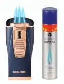 Produktbild Colibri Monaco II Marine-Blau matt Rosegold Feuerzeug mit 3-fach Jet-Flamme