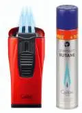 Produktbild Colibri Monaco II Rot matt Schwarz Feuerzeug mit 3-fach Jet-Flamme