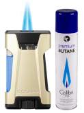 Produktbild Colibri Rebel II Feuerzeug gold metallic schwarz mit Doppel-Jet-Flamme