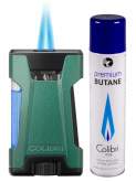 Produktbild Colibri Rebel II Feuerzeug grün metallic schwarz mit Doppel-Jet-Flamme