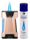 Produktbild Colibri Rebel II Feuerzeug rosegold metallic schwarz mit Doppel-Jet-Flamme