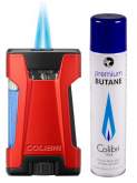 Produktbild Colibri Rebel II Feuerzeug rot metallic schwarz mit Doppel-Jet-Flamme