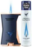 Produktbild Colibri Slim marine blau - gold Feuerzeug mit Jet-Flamme