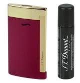 Produktbild S.T. Dupont Feuerzeug Slim 7 Flat-Torch-Jet-Flamme rot gold 027707 + Gas