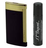 Produktbild S.T. Dupont Feuerzeug Slim 7 Flat-Torch-Jet-Flamme schwarz gold 027708 + Gas
