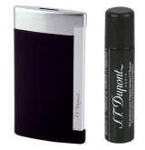 Produktbild S.T. Dupont Feuerzeug Slim 7 Flat-Torch-Jet-Flamme schwarz-matt chrom 027710 + Gas