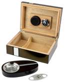 Humidor Set 2-Tone Laserfinish mit Hygrometer Ascher Cutter