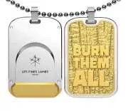 Produktbild Les Fines Lames LE TAG T100 Burn Them All Gold als Doppel-Anhänger mit Kette