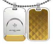 Produktbild Les Fines Lames LE TAG T100 Leaves Gold als Doppel-Anhänger mit Kette