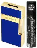 Produktbild S.T. Dupont Biggy blau gold Feuerzeug mit breiter Fackel Jet Flamme 025225