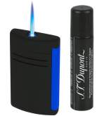 S.T. Dupont MaxiJet Fluo blau schwarz Feuerzeug Jet-Flamme 020171 + Gas