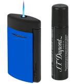 Produktbild S.T. Dupont MiniJet 3 Fluo blau schwarz Feuerzeug Jet-Flamme 010871 + Gas