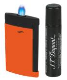 Produktbild S.T. Dupont Slim 7 Fluo orange schwarz Feuerzeug Flat-Torch-Jet-Flamme 027769 + Gas